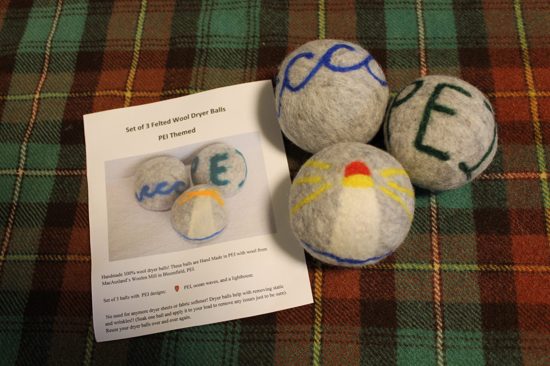 PEI Themed Dryer Balls (set of 3) PEI Themed Dryer Balls (set of 3)