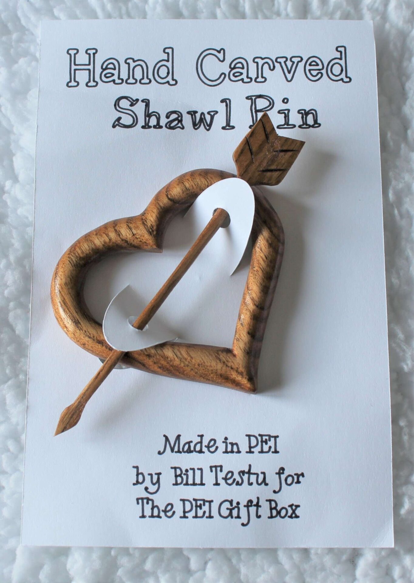 Shawl Pin - Heart hand carved